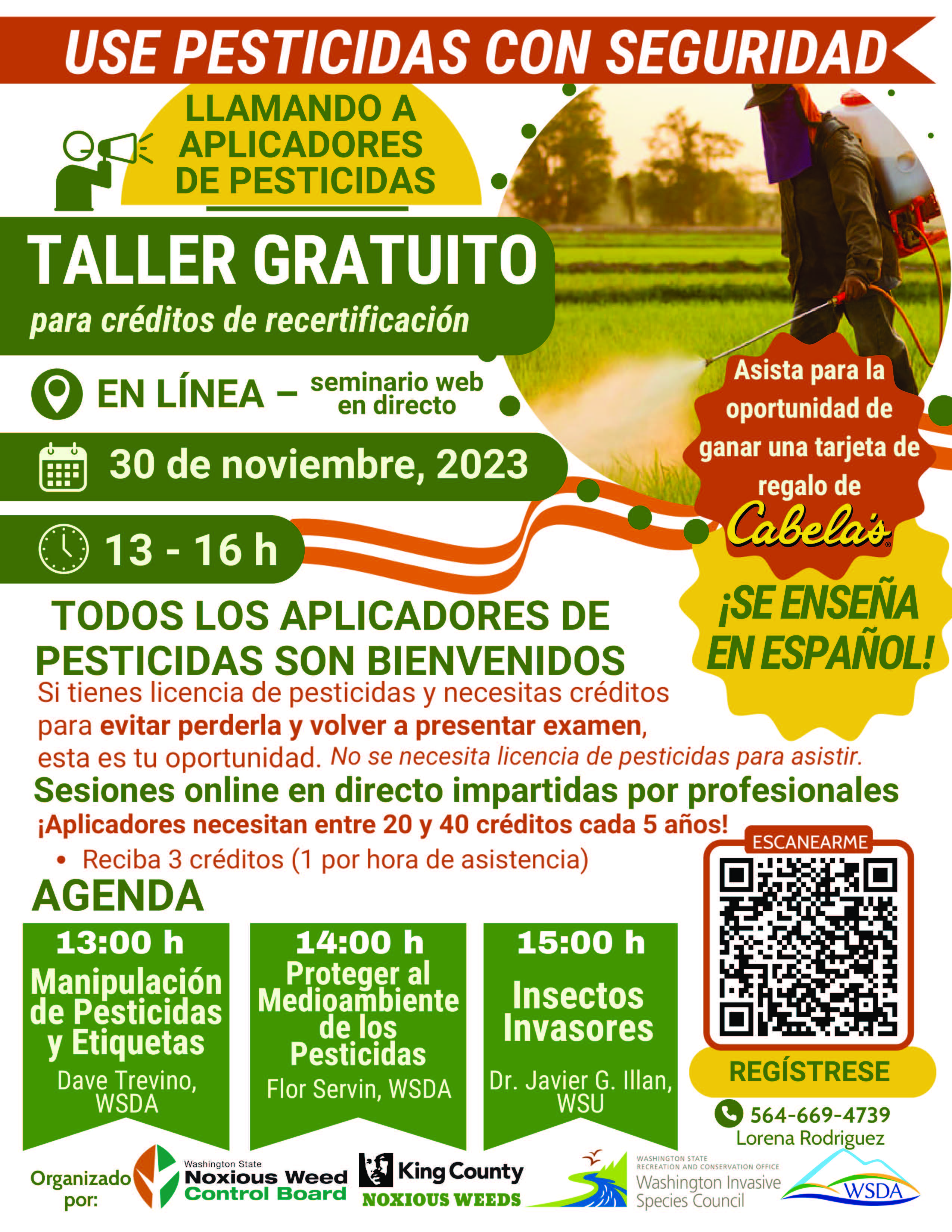 Spanish pesticide recertification webinar flyer