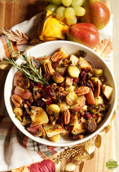 Roasted Red Potatoes with Bacon & Brussels Sprouts